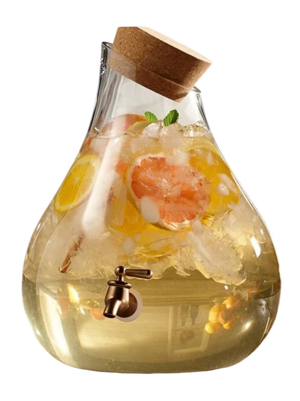 American Atelier Glass 2.5 Gallon Teardrop Beverage Dispenser with Cork Top